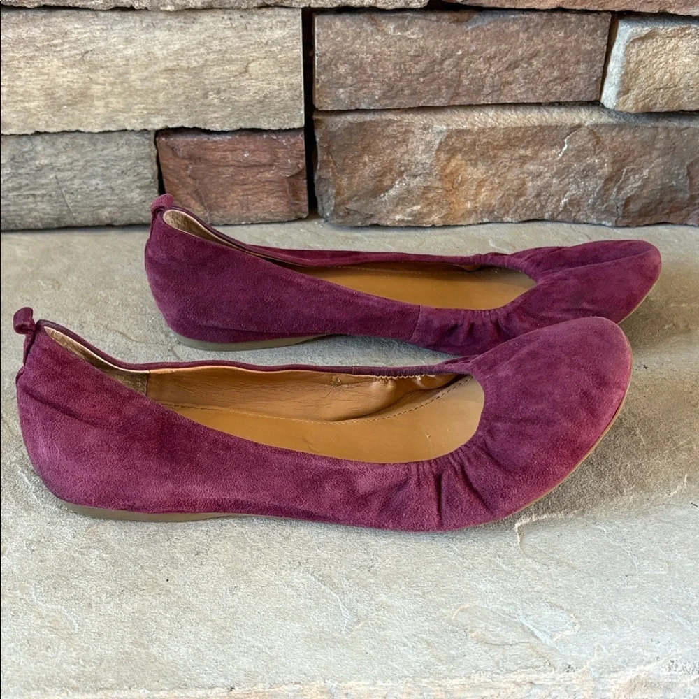 J Crew sz 9.5 plum colored suede flats